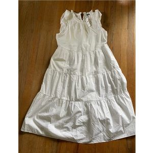 J. Crew Tiered Midi Ruffle Dress white